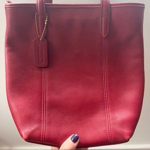 Red leather Coach shoulder bag